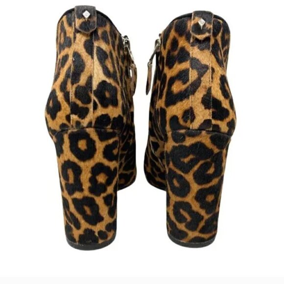Sam Edelman Cambell Leopard Print Calf Hair Round Toe Ankle Boots - Size 8.5 - Picture 8 of 10